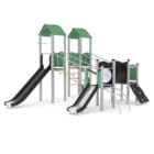 green metal outdoor play tower
