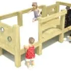 Mock up image of children playing on a physical development playground structure