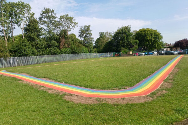 Rainbow running track.