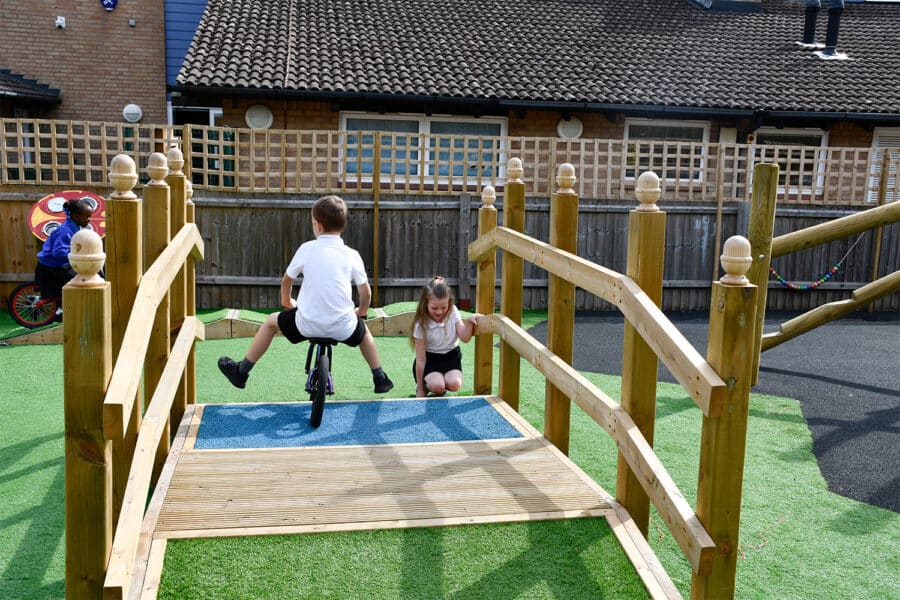 Children Playing on Sensory Bridge