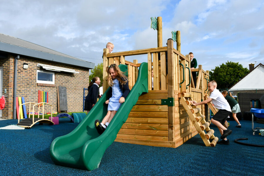 Children Playing on The Brig Outdoor Play Equipment