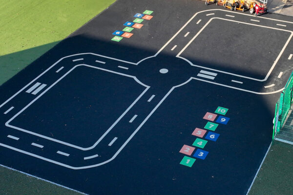 Wetpour Roadway and Hopscotch Markings