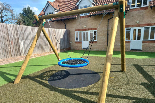 Log Swing with Basket Seat