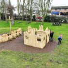 Children Playing on Play Fort & Viking Longboat