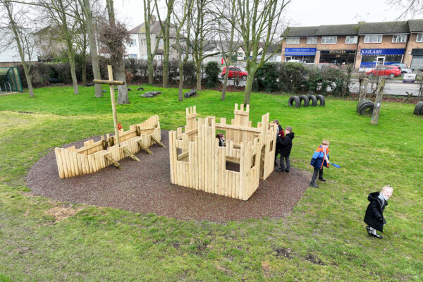 Children Playing on Play Fort & Viking Longboat