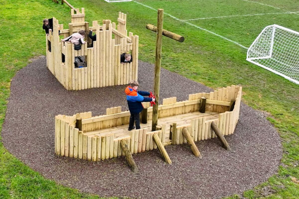 Children Playing on Play Fort & Viking Longboat